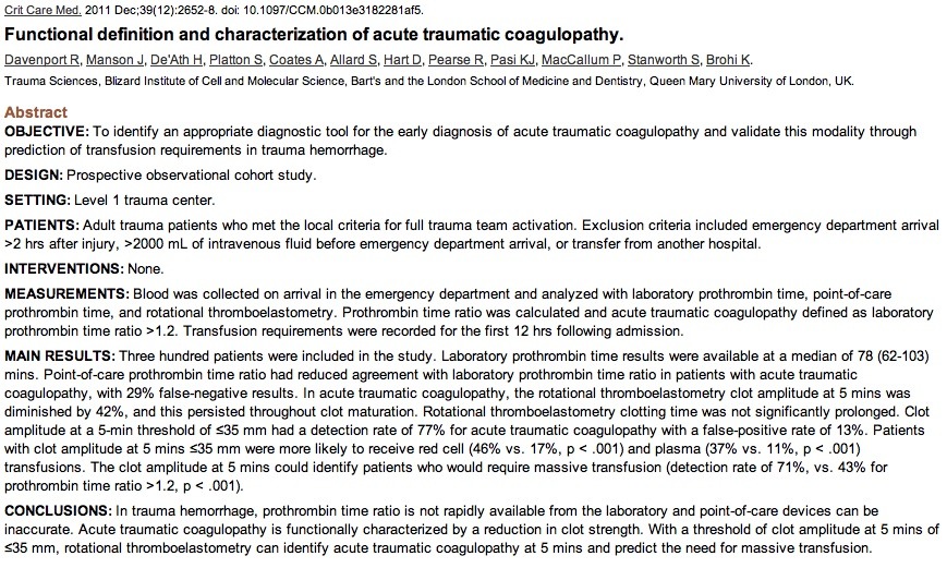 Coagulopathy identification copy