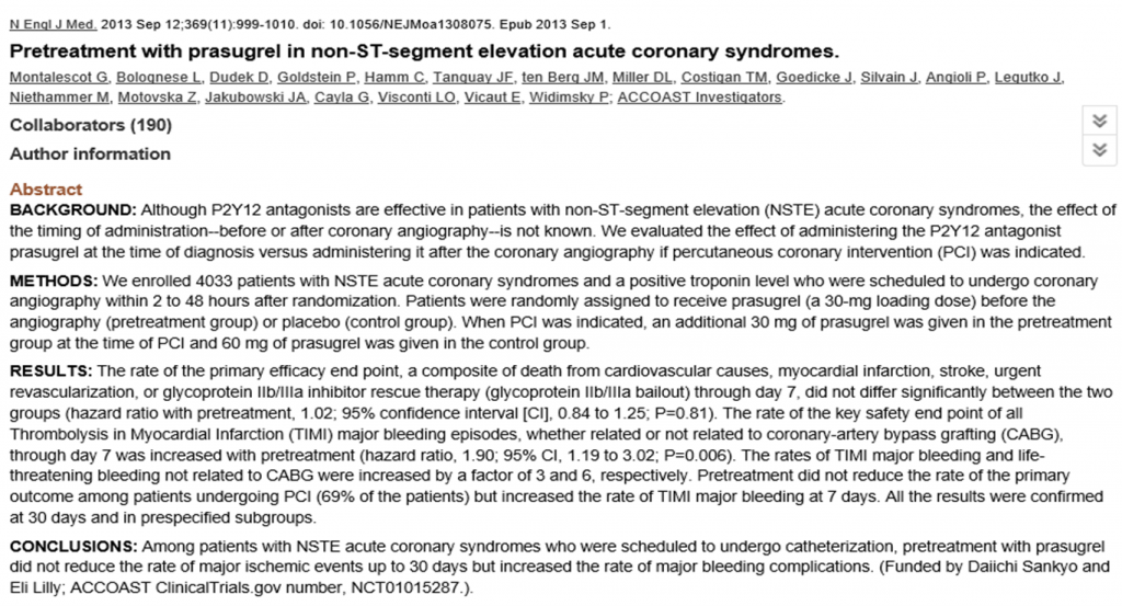ACCOAST trial abstract. Screenshot from http://www.ncbi.nlm.nih.gov/pubmed/23991622