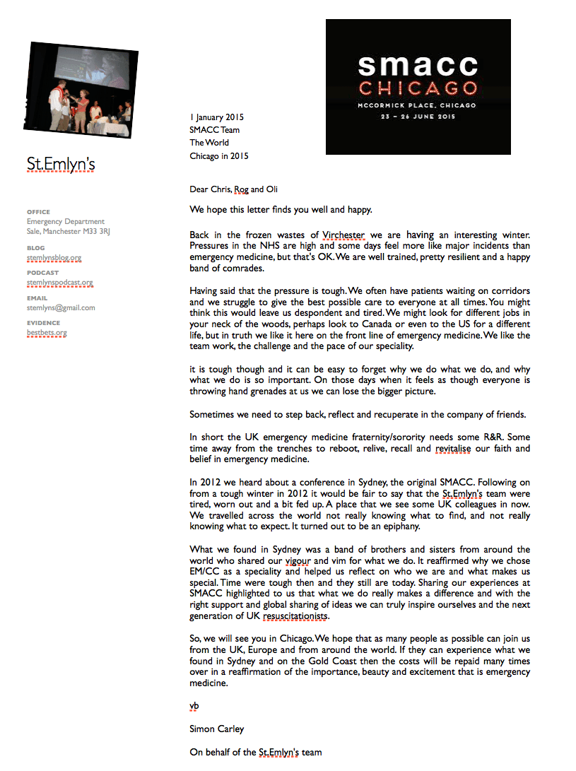 Letter to SMACC 2