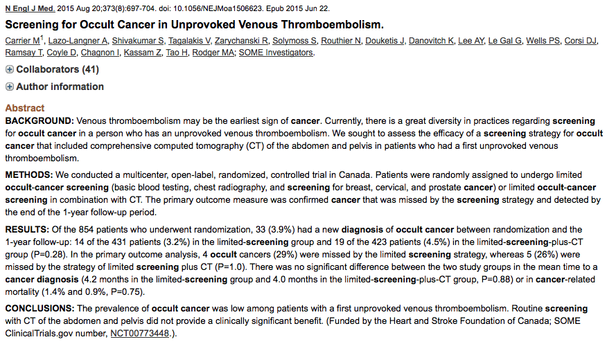 occult cancer DVT