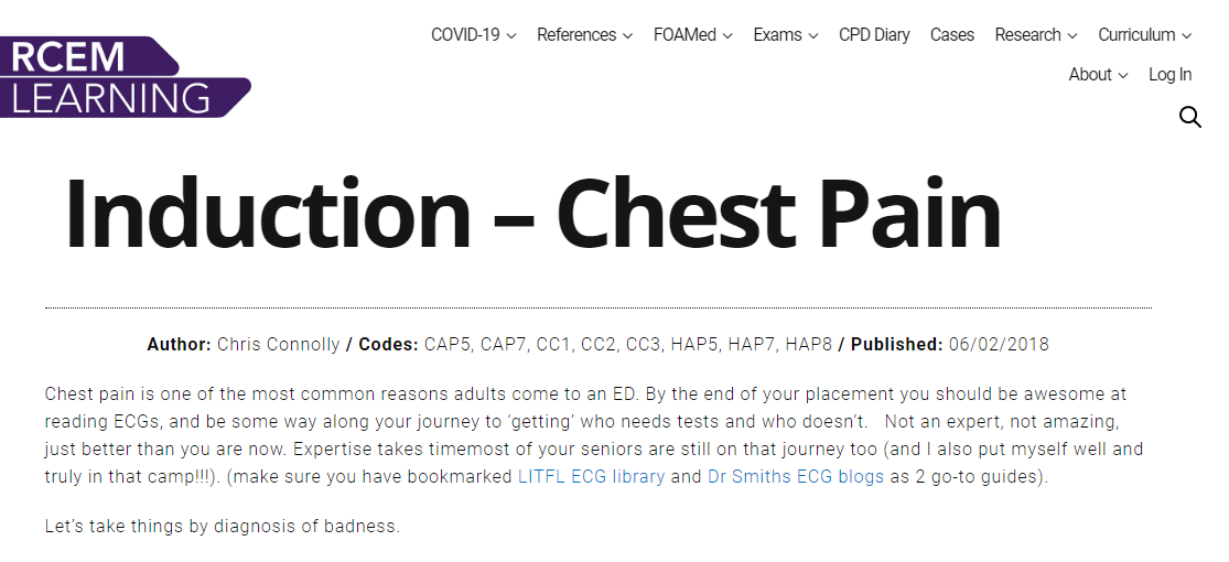 Lesson Plan Chest Pain (Induction) • St Emlyn's