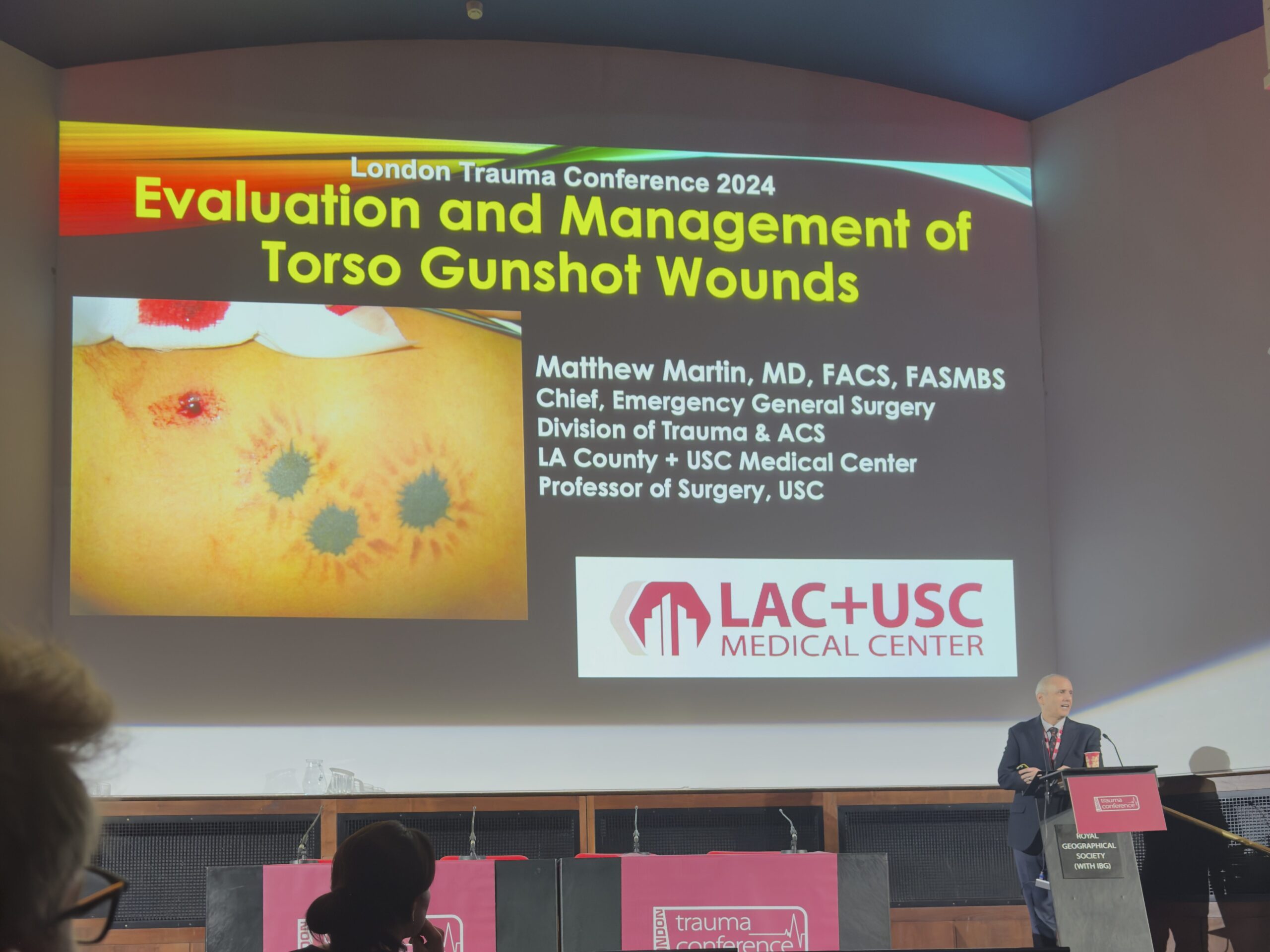 
London Trauma Conference 2024
Evaluation and Management of Torso Gunshot Wounds
Matthew Martin, MD, FACS, FASMBS
Chief, Emergency General Surgery Division of Trauma & ACS
LA County+ USC Medical Center Professor of Surgery, USC
LAC+USC
MEDICAL CENTER
trauma conference