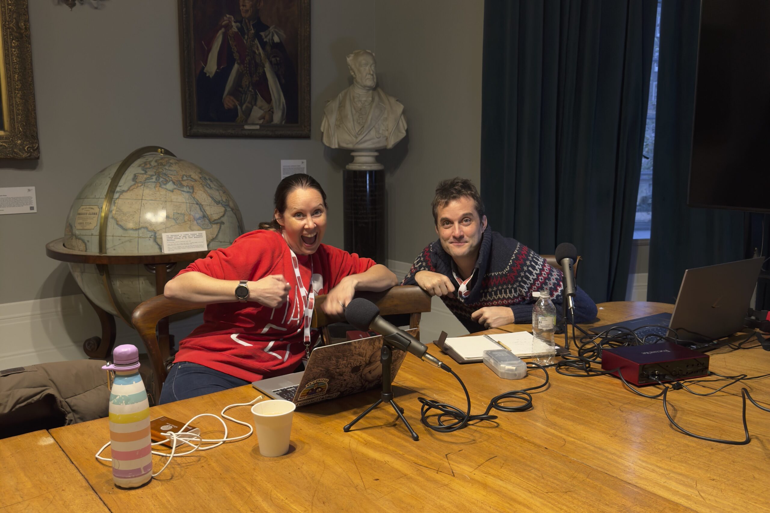 Iain and Natalie podcasting